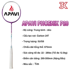 VỢT CẦU LÔNG APAVI PHOENIX P20 1 khung vợt 1 túi [Chính hãng][bảo hành 3T]