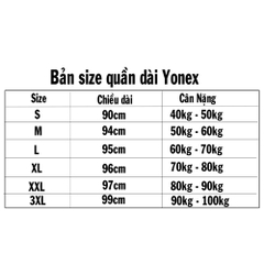 Quần dài yonex S-3XL Thun lạnh 4 chiều