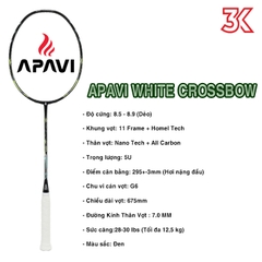 Vợt cầu lông Apavi White Crossbow 1 khung vợt 1 túi [Chính hãng][bảo hành 3T]