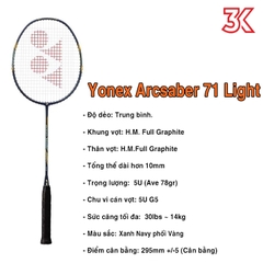 Vợt cầu lông Yonex Arcsaber 71 Light 1 Khung vợt 1 Túi [Chính hãng] [Ảnh thật] [BH 3 Tháng] [Có sẵn]