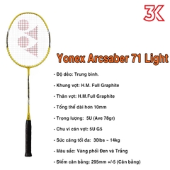 Vợt cầu lông Yonex Arcsaber 71 Light 1 Khung vợt 1 Túi [Chính hãng] [Ảnh thật] [BH 3 Tháng] [Có sẵn]