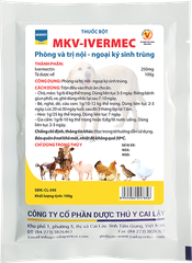 MKV IVERMEC 100G Thuốc bột Phòng và trị nội ngoại ký sinh trùng