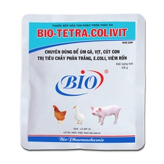BIO TETRA COLIVIT 100G Thuốc bột hoà tan chuyên dùng để úm gà,vịt,cút con trị tiêu chảy phân trắng ,ecoli,viêm rốn