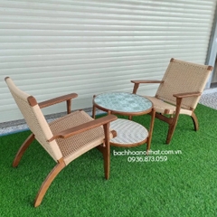 GHẾ SOFA PLANK GỖ ASH ĐAN DÂY - SFG26