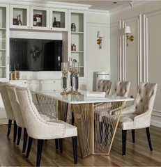 BÀN ĂN MẶT ĐÁ CHÂN INOX MẠ PVD