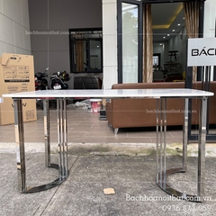 BÀN ĂN MẶT ĐÁ CHÂN INOX TRẮNG - BAMD40