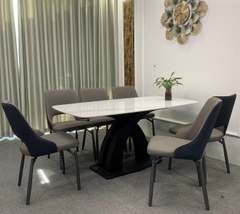 BÀN ĂN MẶT ĐÁ CERAMIC CHÂN SẮT - BAMD84