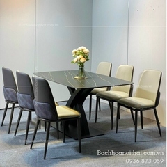BÀN ĂN MẶT ĐÁ CERAMIC CHÂN SẮT - BAMD84