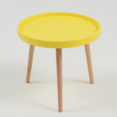 BÀN CAFE TRÒN MẶT NHỰA CHÂN GỖ - BCF28