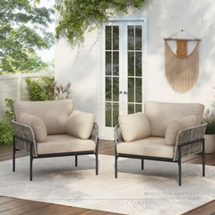 Ghế Ngoài Trời Khung Sắt Đan Dây GD19