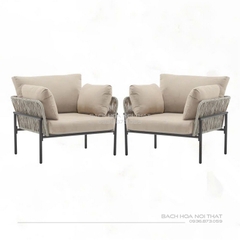 Ghế Ngoài Trời Khung Sắt Đan Dây GD19