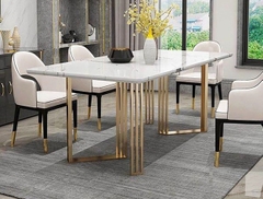 BÀN ĂN MẶT ĐÁ CHÂN INOX - BAMD13