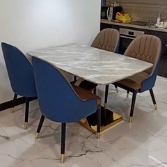 BÀN ĂN MẶT ĐÁ CHÂN INOX CHỮ Z - BAMD91