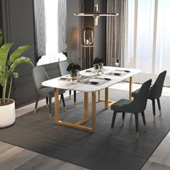 BÀN ĂN MẶT ĐÁ CHÂN SẮT HỘP - BAMD15