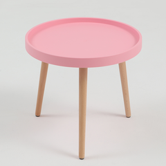 BÀN CAFE TRÒN MẶT NHỰA CHÂN GỖ - BCF28