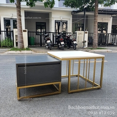 BÀN TRÀ ĐÔI GỖ MDF CHÂN SẮT - BTG19