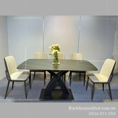BÀN ĂN MẶT ĐÁ CERAMIC CHÂN SẮT - BAMD84
