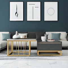 BÀN TRÀ ĐÔI GỖ MDF CHÂN SẮT - BTG19