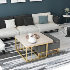 BÀN TRÀ ĐÔI GỖ MDF CHÂN SẮT - BTG19