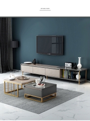 BÀN TRÀ ĐÔI GỖ MDF CHÂN SẮT - BTG19