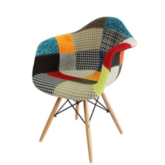 GHẾ EAMES CÓ TAY THỔ CẨM CHÂN GỖ