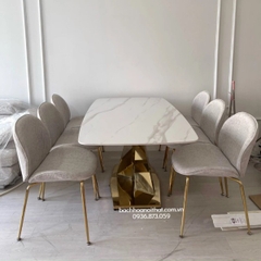 BÀN ĂN MẶT ĐÁ CHÂN INOX MẠ VÀNG - BAMD51