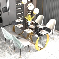 BÀN ĂN MẶT ĐÁ CHÂN SẮT LA - BAMD36