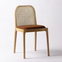 Ghế Gỗ Lưng Cong Đan Mây Nhựa GDM6