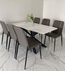 BÀN ĂN MẶT ĐÁ CHÂN SẮT CHÉO - BAMD35