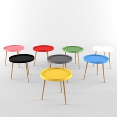 BÀN CAFE TRÒN MẶT NHỰA CHÂN GỖ - BCF28