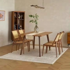 Ghế Gỗ Lưng Đan Mây Japandi GDM26