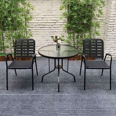Bàn Tròn Sân Vườn Mặt Kính Chân Sắt - BV26