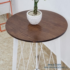BÀN CAFE CHÂN LƯỚI 3 CẠNH MẶT GỖ - BCF22