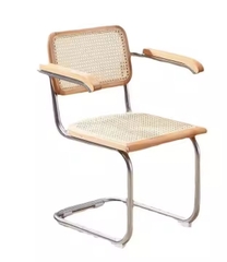 Ghế Inox Khung Gỗ Lưng Mây Có Tay GDM29