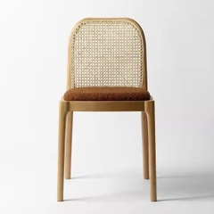 Ghế Gỗ Lưng Cong Đan Mây Nhựa GDM6