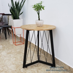 BÀN CAFE CHÂN LƯỚI 3 CẠNH MẶT GỖ - BCF22