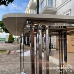 BÀN ĂN MẶT ĐÁ CHÂN INOX TRẮNG - BAMD40