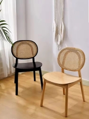 Ghế Đan Mây Lưng Tròn Mặt Ván - GDM25
