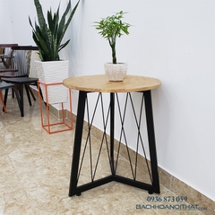BÀN CAFE CHÂN LƯỚI 3 CẠNH MẶT GỖ - BCF22