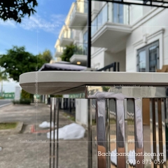 BÀN ĂN MẶT ĐÁ CHÂN INOX TRẮNG - BAMD40