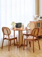 Ghế Đan Mây Lưng Tròn Mặt Ván - GDM25