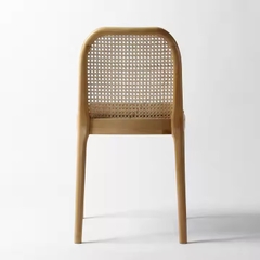 Ghế Gỗ Lưng Cong Đan Mây Nhựa GDM6