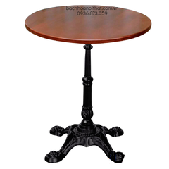 BÀN CAFE CHÂN GANG ĐÚC CỔ ĐIỂN MẶT GỖ - BCF55