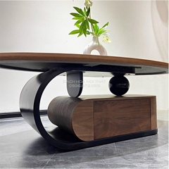 Bàn Trà Oval Gỗ Nhập Khẩu– BT318