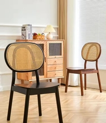 Ghế Đan Mây Lưng Tròn Mặt Ván - GDM25