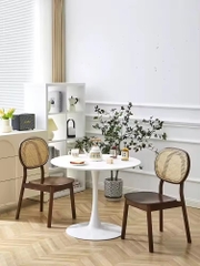 Ghế Đan Mây Lưng Tròn Mặt Ván - GDM25