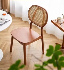 Ghế Đan Mây Lưng Tròn Mặt Ván - GDM25