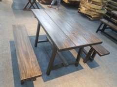 BỘ BÀN GHẾ ĂN GỖ THÔNG CHÂN GỖ