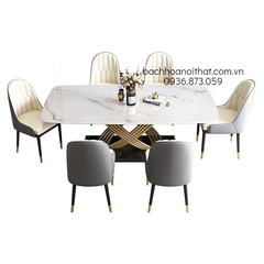 BÀN ĂN MẶT ĐÁ CHÂN INOX NHẬP KHẨU - BAMD119