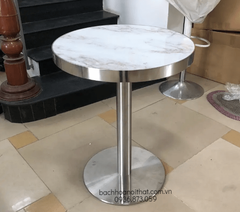 BÀN CAFE CHÂN BẠC MẶT ĐÁ ỐP VIỀN - BCF52